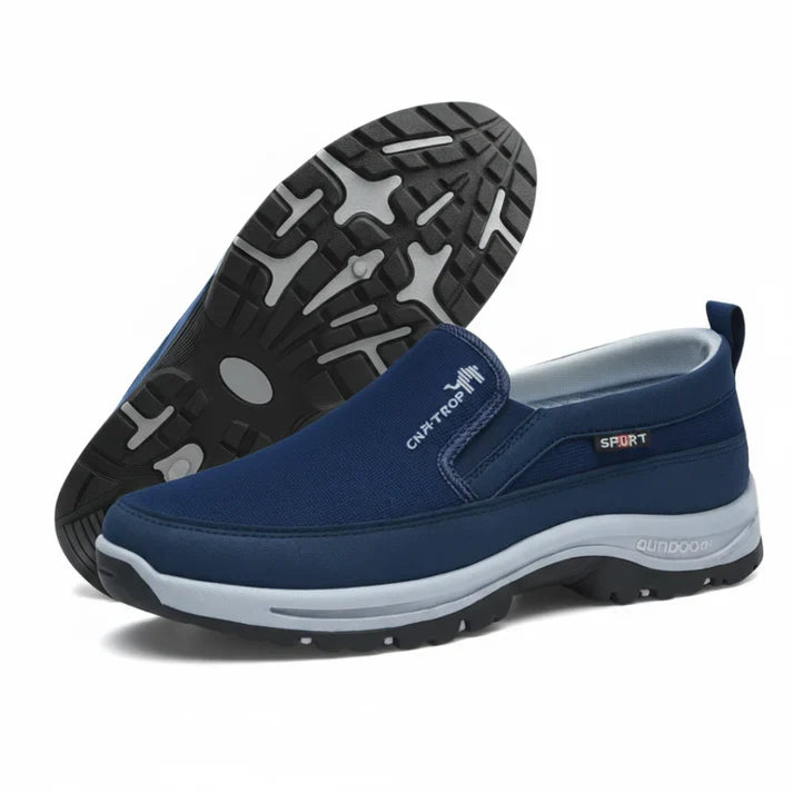 Men's Slip-On Walking Shoes with Lightweight Cushioned Sole - Waterproof Mesh, Anti-Slip, Wide Toe, Arch Support