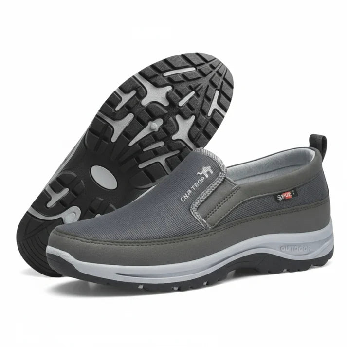 Men's Slip-On Walking Shoes with Lightweight Cushioned Sole - Waterproof Mesh, Anti-Slip, Wide Toe, Arch Support