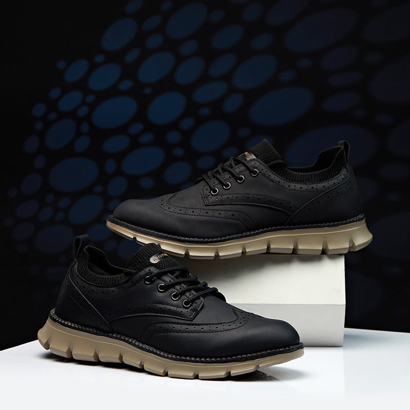 💥 12 HOURS. NO PAIN. – Men’s Vintage Leather Oxford Sneakers – Lightweight, Breathable, Arch Support, Flexible Non-Slip Sole