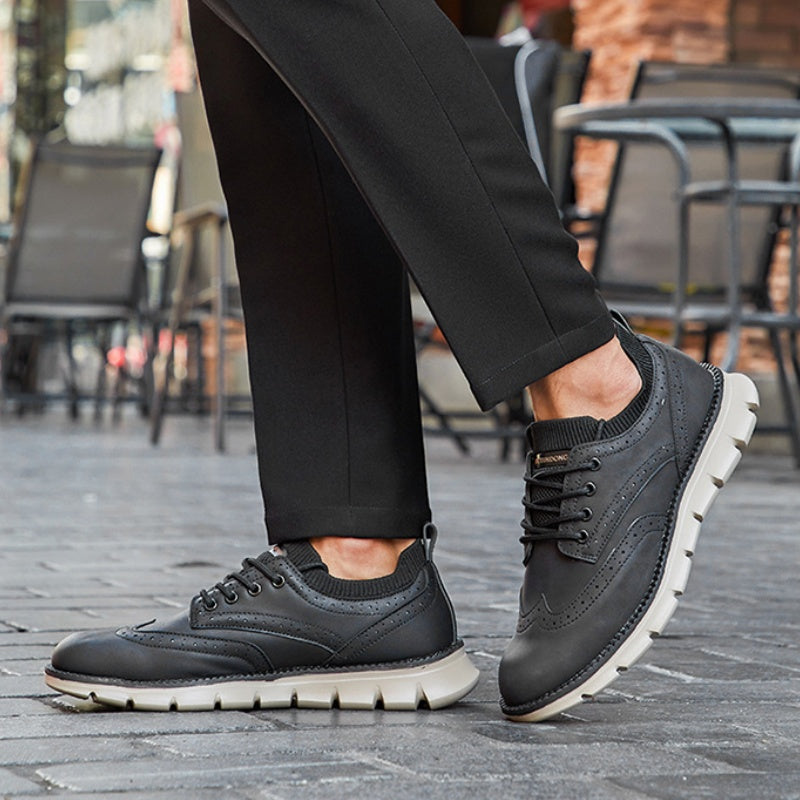 💥 12 HOURS. NO PAIN. – Men’s Vintage Leather Oxford Sneakers – Lightweight, Breathable, Arch Support, Flexible Non-Slip Sole