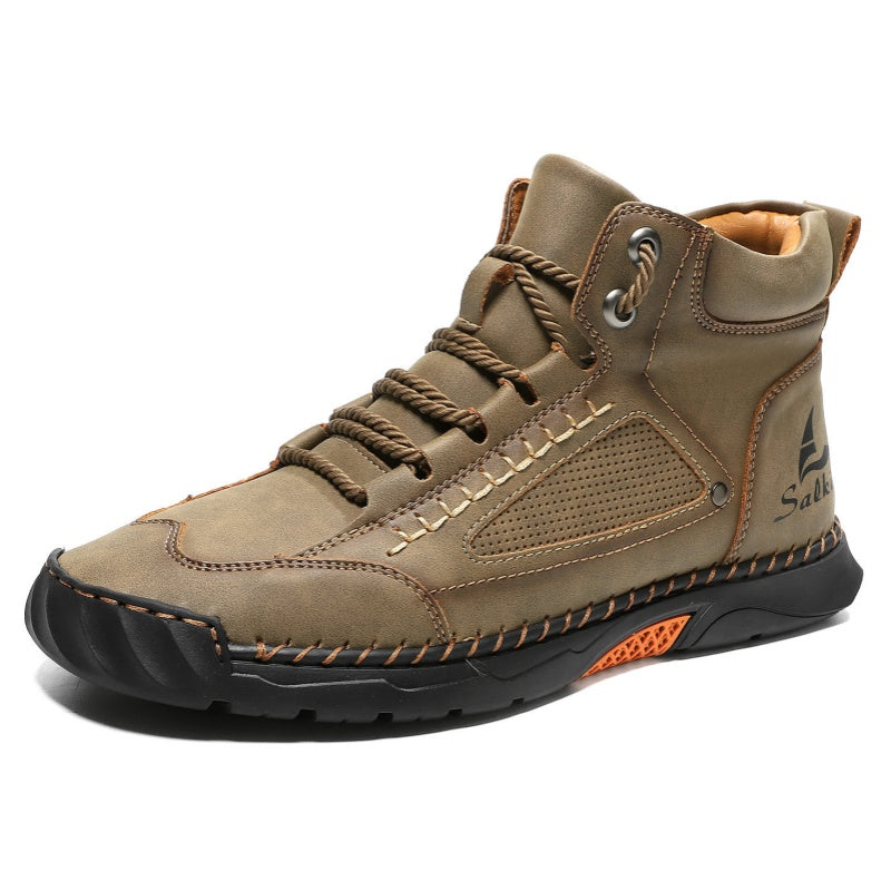 (🎁#2 Best Seller) Men's Handmade Leather Boots Waterproof Arch Support Spacious Toe Box