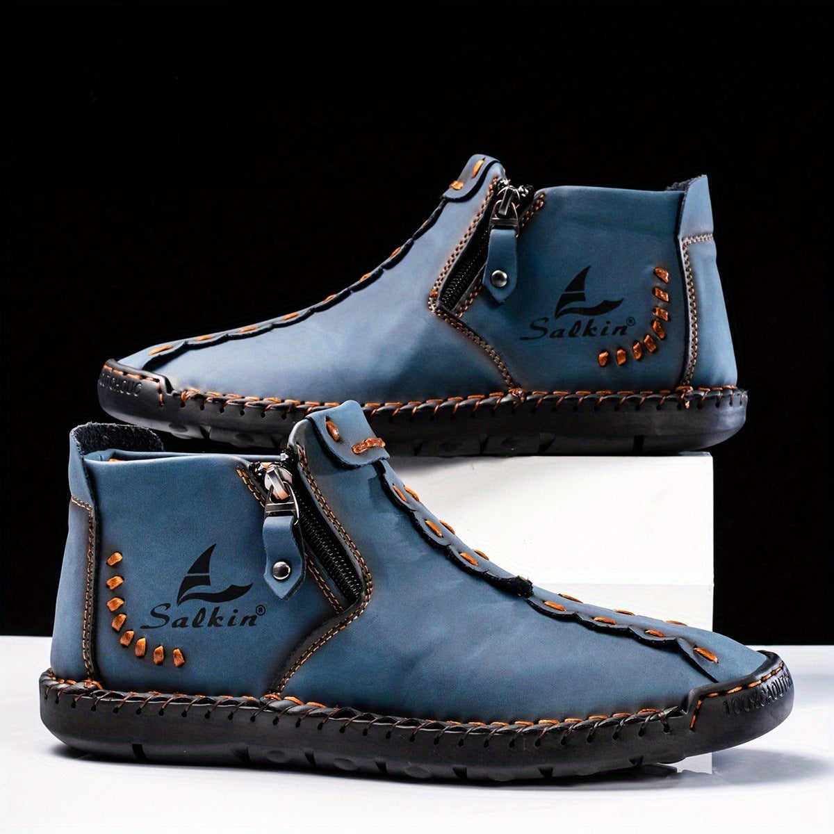 ⏰Limited-Time 70% OFF—Men’s Wide-Fit Handmade Driving Boots – Easy Zip, All-Day Comfort, Arch Support, Waterproof, Pressure Relief, Non-Slip Sole for Casual, Travel&Outdoor