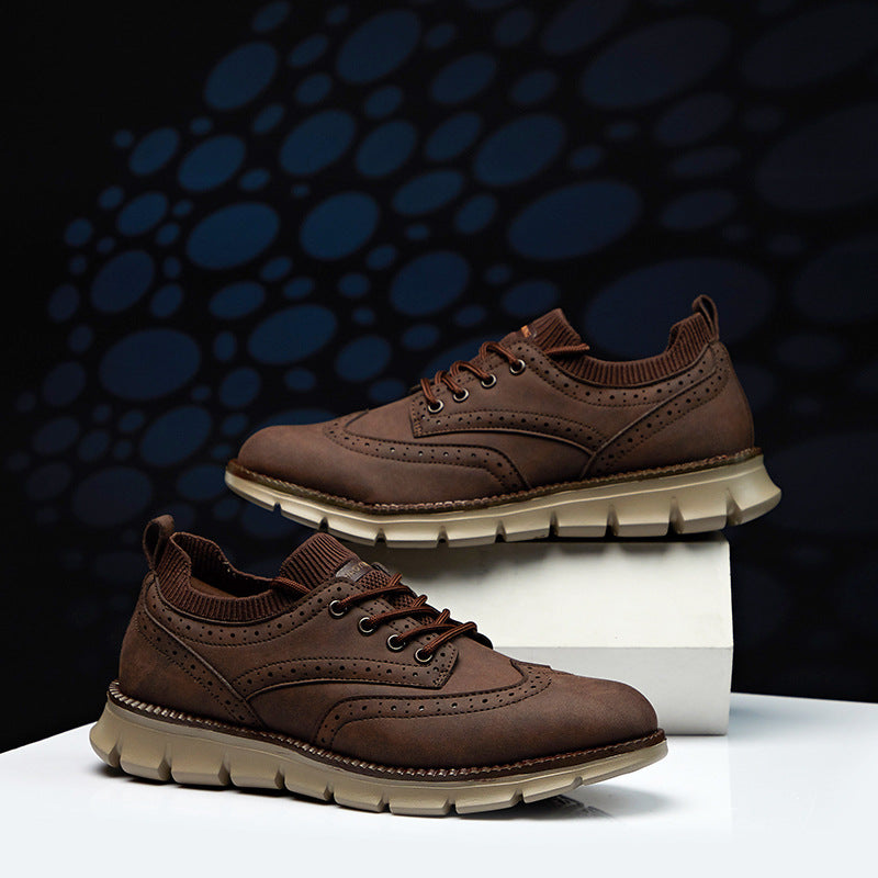💥 12 HOURS. NO PAIN. – Men’s Vintage Leather Oxford Sneakers – Lightweight, Breathable, Arch Support, Flexible Non-Slip Sole