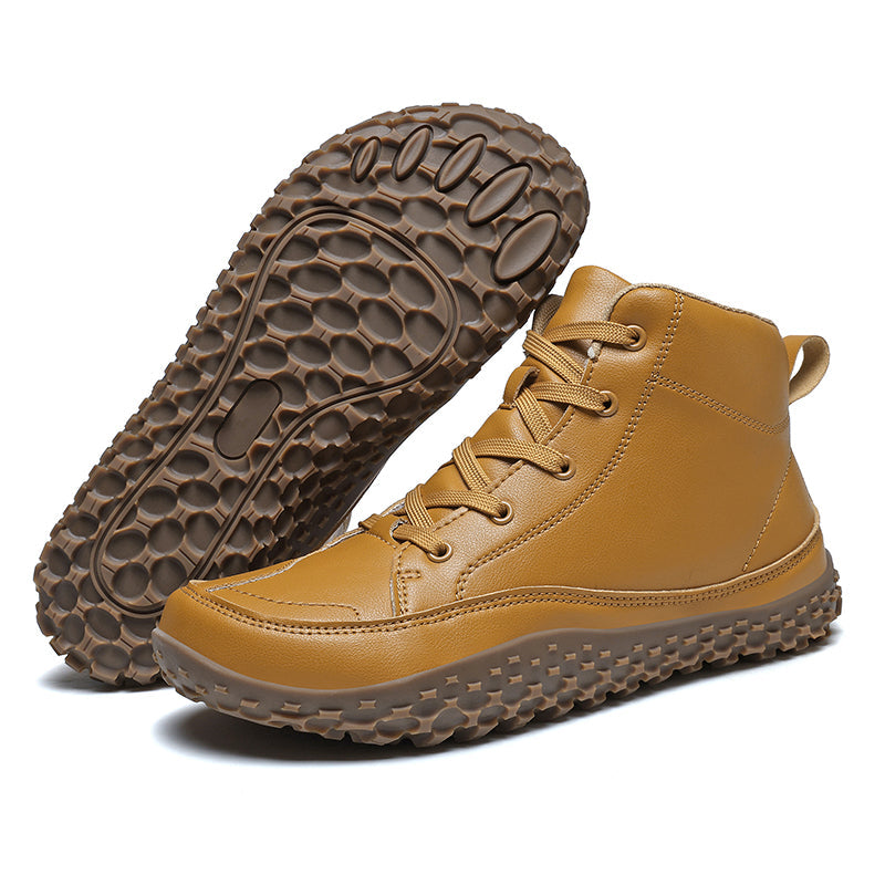 ⏰Limited-Time 70% OFF –Men's Barefoot Orthopedic Hiking Boots – Comfortable Leather, Arch Support, Non-Slip, Lace-Up Combat Boots for Work & Outdoors