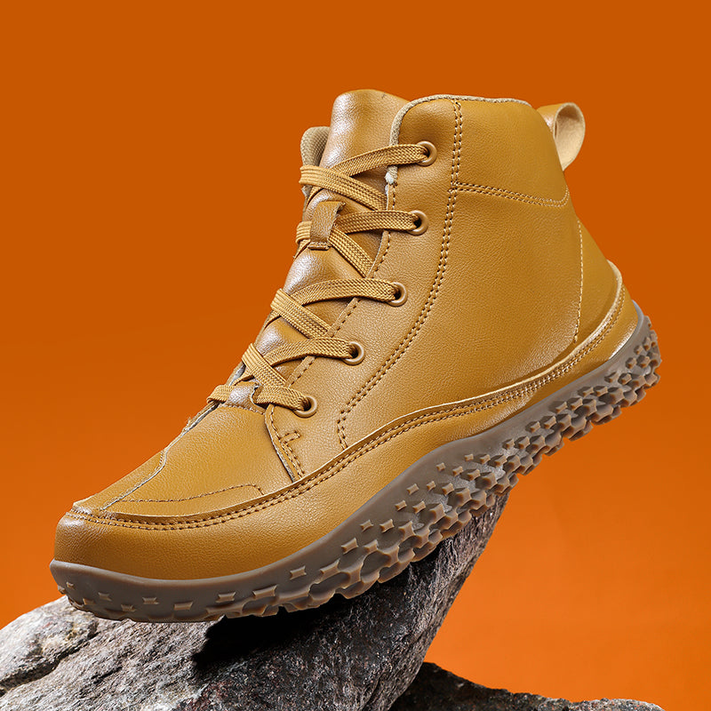 ⏰Limited-Time 70% OFF –Men's Barefoot Orthopedic Hiking Boots – Comfortable Leather, Arch Support, Non-Slip, Lace-Up Combat Boots for Work & Outdoors