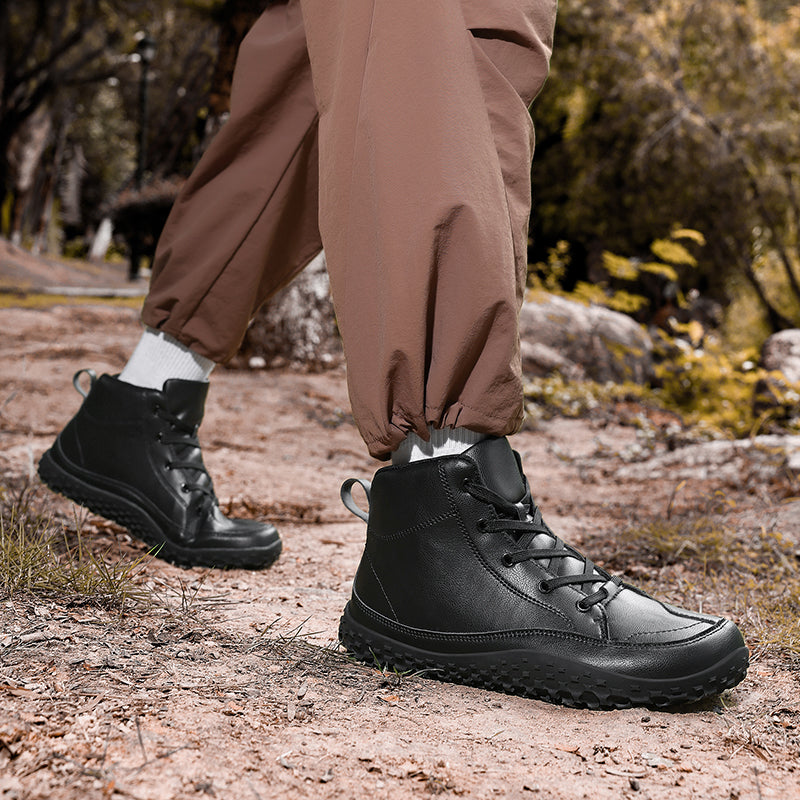 ⏰Limited-Time 70% OFF –Men's Barefoot Orthopedic Hiking Boots – Comfortable Leather, Arch Support, Non-Slip, Lace-Up Combat Boots for Work & Outdoors