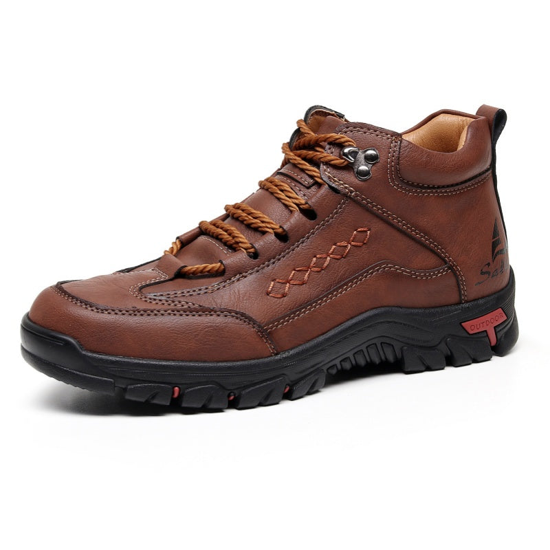 Men’s Orthopedic Handmade Leather Driving Boots–Pressure Relief, Waterproof, Slip-Resistant, Wide Toe, Arch&Ankle Support for Everyday & Travel
