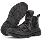 Men's Comfortable Leather Motorcycle Boots Work Boots Waterproof Anti-Slip Anti-Sprain