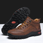 (🎁#5 Best Seller)  Men’s Orthopedic Handmade Leather Driving Boots–Pressure Relief, Waterproof, Slip-Resistant, Wide Toe, Arch&Ankle Support for Everyday & Travel