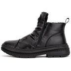 Men's Comfortable Leather Motorcycle Boots Work Boots Waterproof Anti-Slip Anti-Sprain