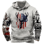Men's Outdoor American Deer Print Hoodie