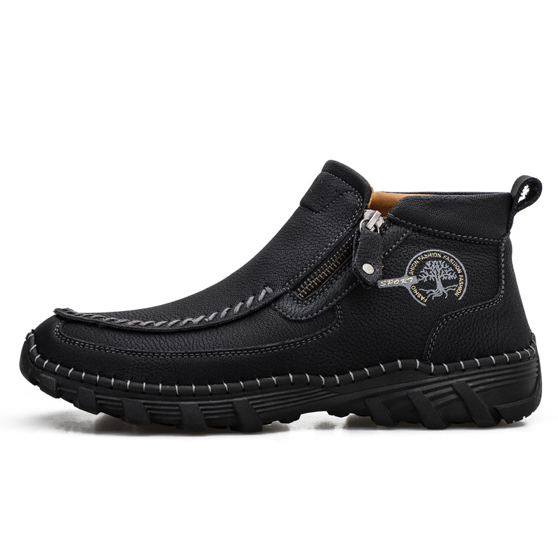 (⏰NOW ON: 70% OFF Sale! 🔥)Men's Premium Motorcycle Boots – Hand-Stitched Genuine Leather, USMCA Recommended - Wide Toe, Waterproof, Anti-Slip, Anti-Sprain, Ortho Support, Suitable for Riding, Work, Driving, Hiking