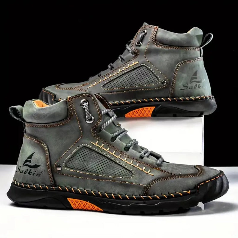(🎁#2 Best Seller) Men's Handmade Leather Boots Waterproof Arch Support Spacious Toe Box