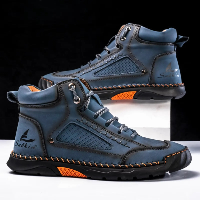 Men's Handmade Leather Boots Waterproof Arch Support Spacious Toe Box