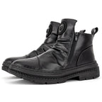 Men's Comfortable Leather Motorcycle Boots Work Boots Waterproof Anti-Slip Anti-Sprain