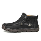 (🎁#6 Best Seller) Men's Top-Quality Motorcycle Boots Hand-Stitched Genuine Leather Boots-Wide Toe, Waterproof, Anti-Slip, Anti-Sprain, Suitable for Work, Driving, Hiking