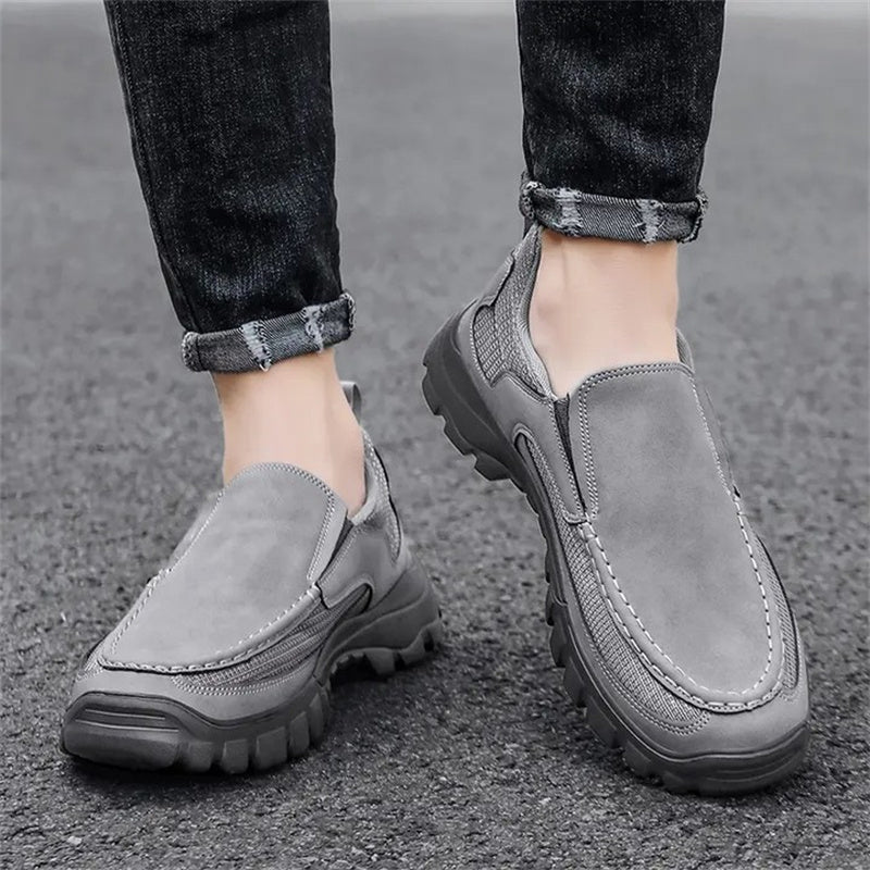 Men's Orthopedic Genuine Leather Relaxed-Fit Slip-On Loafer for Diabetics, Arch Support Hiking Shoes for  everyday casual wear
