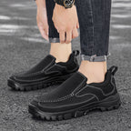 Men's Orthopedic Genuine Leather Relaxed-Fit Slip-On Loafer for Diabetics, Arch Support Hiking Shoes for  everyday casual wear